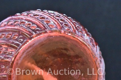 Cranberry swirled embossed beading miniature oil lamp - 7