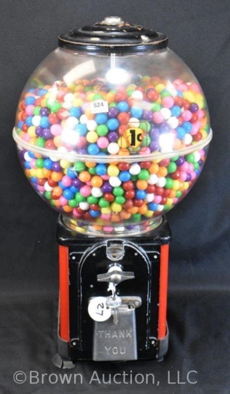 1 cent peanut/ gumball machine - w/ key