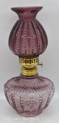 Amethyst beaded ribs miniature oil lamp