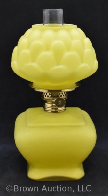 Vivid yellow miniature oil lamp w/ artichoke shade - 2