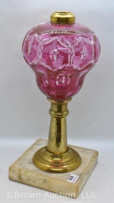 Cranberry Glass Cut-to-Clear 10" kerosene lamp stand - 2