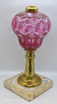 Cranberry Glass Cut-to-Clear 10" kerosene lamp stand - 3