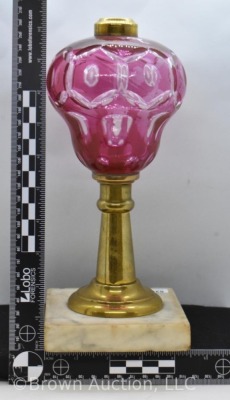 Cranberry Glass Cut-to-Clear 10" kerosene lamp stand - 4