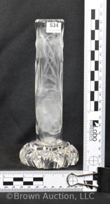 American Brilliant Cut Glass 7.5"h bud vase w/ dome base - 8