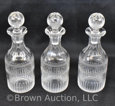 5 pc. castor set (bottles all match), holder sits atop a silverplate scalloped and ftd. plateau - 20