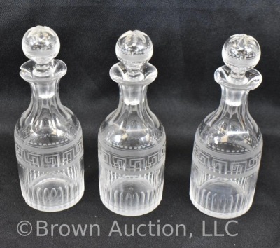 5 pc. castor set (bottles all match), holder sits atop a silverplate scalloped and ftd. plateau - 22