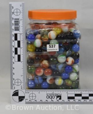 Large jar of mixed marbles - 9