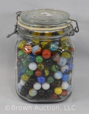 Large jar of mixed marbles - 4