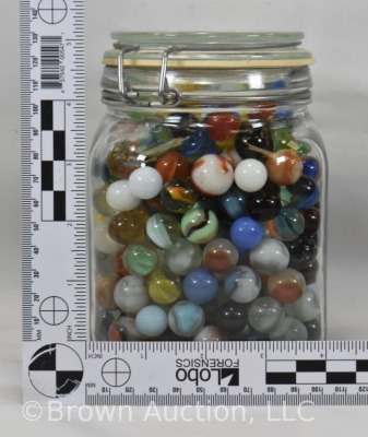 Large jar of mixed marbles - 10