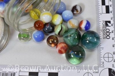 (2) Small jars of mixed marbles - 8