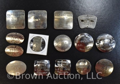 (15) Pinback badges - Frozen Desserts Peddler, Beverage Waiters, Trading from Wagon, etc.