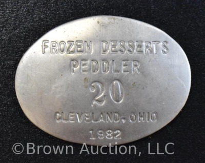 (15) Pinback badges - Frozen Desserts Peddler, Beverage Waiters, Trading from Wagon, etc. - 7