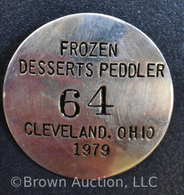 (15) Pinback badges - Frozen Desserts Peddler, Beverage Waiters, Trading from Wagon, etc. - 10