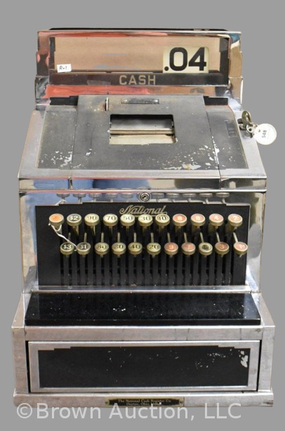 Vintage National Cash Register - circa 1930's, w/ key