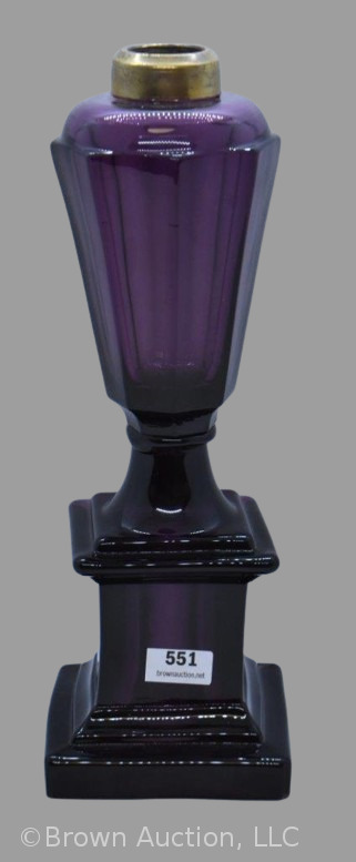 Art Deco amethyst (to purple) 10" kerosene lamp stand