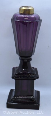 Art Deco amethyst (to purple) 10" kerosene lamp stand - 2