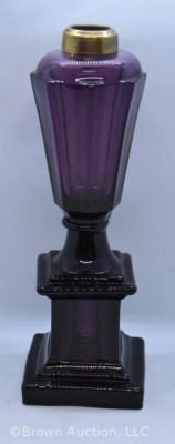 Art Deco amethyst (to purple) 10" kerosene lamp stand - 4