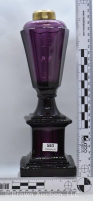 Art Deco amethyst (to purple) 10" kerosene lamp stand - 7