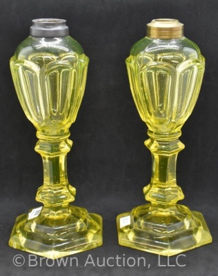 Pair of Art Deco vaseline 9" kerosene lamp stand - 2