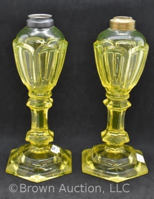 Pair of Art Deco vaseline 9" kerosene lamp stand - 4