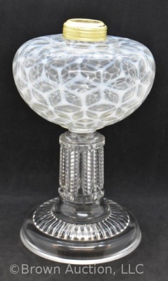 Clear opalescent kerosene lamp stand, 9" tall - 3