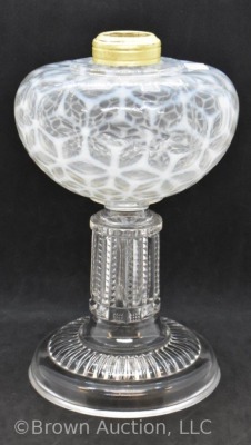 Clear opalescent kerosene lamp stand, 9" tall - 4