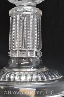 Clear opalescent kerosene lamp stand, 9" tall - 7