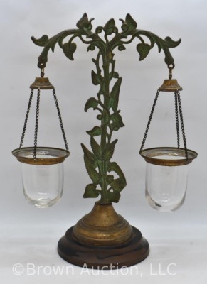 Victorian Ivy-patterned dbl. armed float lamp, 10" tall - 3