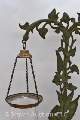 Victorian Ivy-patterned dbl. armed float lamp, 10" tall - 5