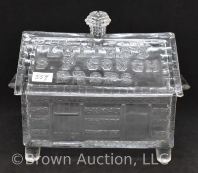 (2) Lutted's S.P. Cough Drops glass log cabin container - 11