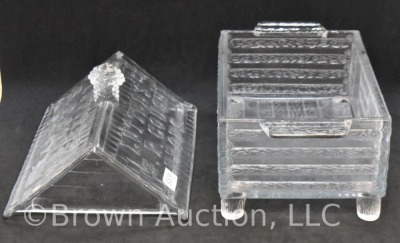 (2) Lutted's S.P. Cough Drops glass log cabin container - 15