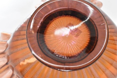 Carnival Glass Northwood Stippled Rays dome-based bowl, amy. - 5