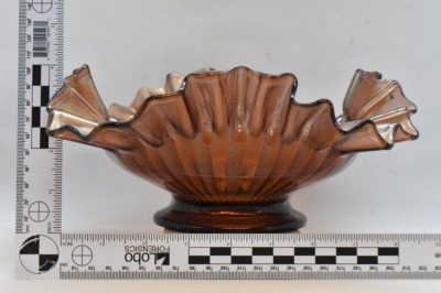 Carnival Glass Northwood Stippled Rays dome-based bowl, amy. - 6