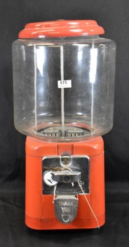 Acorn 5 cent peanut/ candy vending machine w/ key