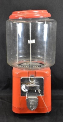 Acorn 5 cent peanut/ candy vending machine w/ key