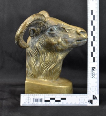 Brass ram's head bookend, 9" tall - 6