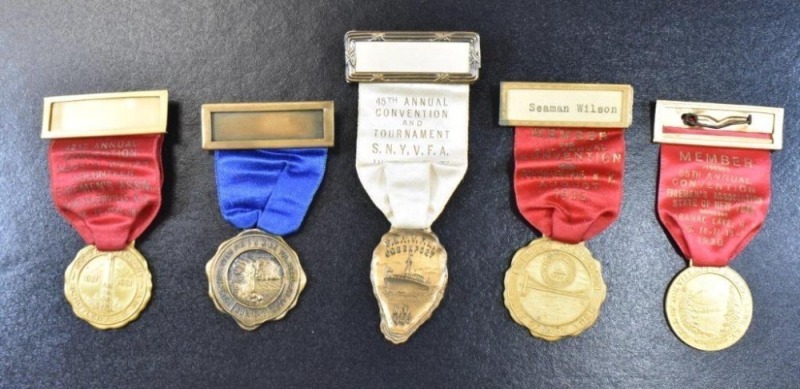 (5) Delegate medals and ribbons dated 1930 and 40's