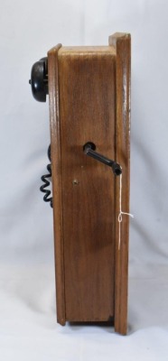 Old wooden wall crank telephone (missing lower shelf) - 2