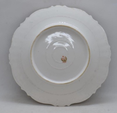 R.S. Prussia Mold 343 9.5"d cake plate, Spring season portrait in keyhole medallion, red mark - 6