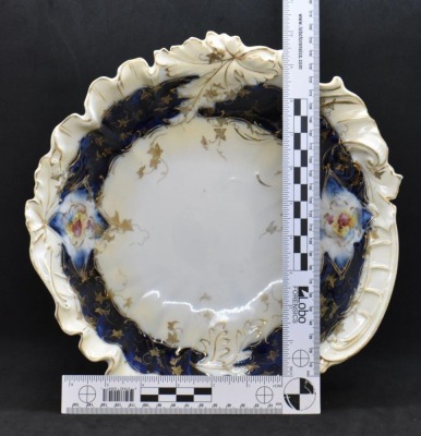 R.S. Prussia 10.5"d bowl w/ wide cobalt inner border, circle mold mark - 10