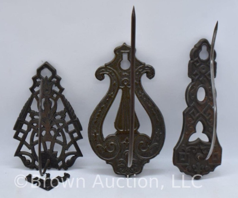 (3) Cast Iron wall hanging ticket spikes