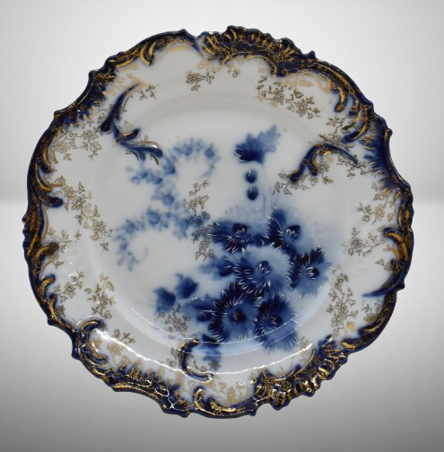 Cobalt handpainted porcelain 7.5"d plate