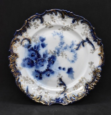 Cobalt handpainted porcelain 7.5"d plate - 3