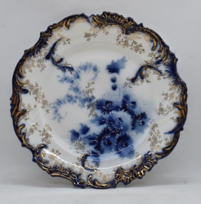 Cobalt handpainted porcelain 7.5"d plate - 6