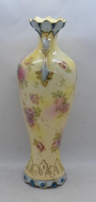 Mrkd. Royal Vienna Germany 11.5" vase, soft pink roses - 5