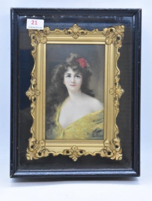 19th C German KPM portrait porcelain plaque, artist signed A. Asti - 2