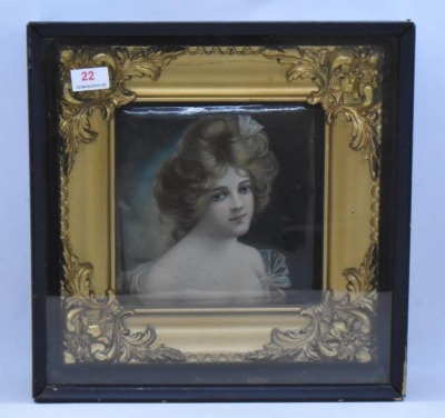 19th C German KPM portrait porcelain plaque, copyrighted 1907 by The Meek Co. - 2