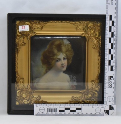 19th C German KPM portrait porcelain plaque, copyrighted 1907 by The Meek Co. - 7