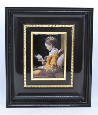 French Limoges Fragonard portrait porcelain plaque (Pierre Bonnet) - 2