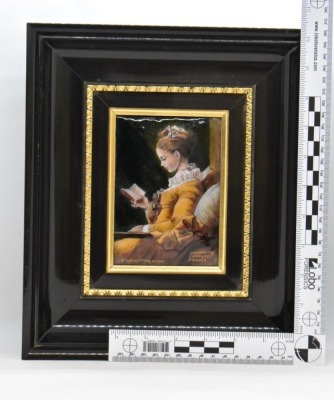 French Limoges Fragonard portrait porcelain plaque (Pierre Bonnet) - 9